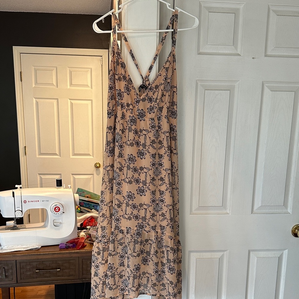For Love And Lemons Backless Floral Dress in Tan and Black